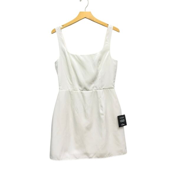 Lulus Gorgeous Aesthetic Ivory Taffeta Sleeveless Mini Dress size Medium NWT - Picture 2 of 6